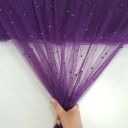 Фатин с бусинами "Темно- фиолетовый" - отрез 0.65 м